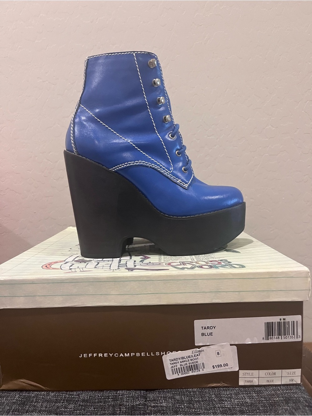 Jeffrey Campbell Tardy Blue Platform Ankle Boot